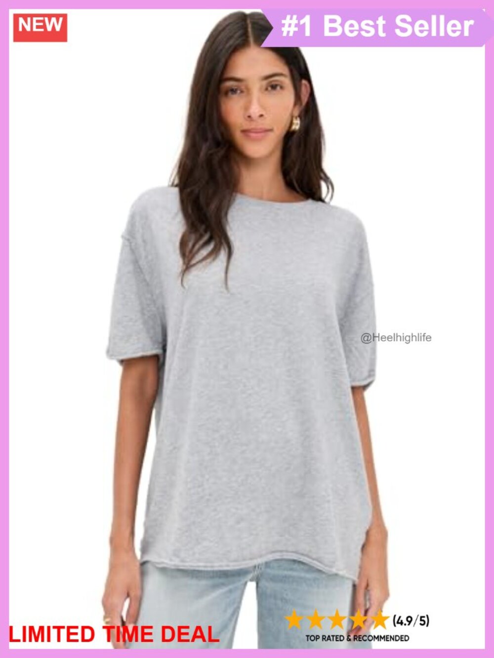 Lightweight Stretch Jersey Nina Tee Rolled Edges Crew Neck Short Sleeve